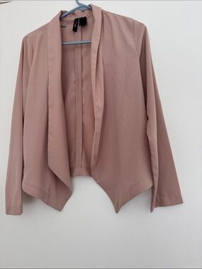 Kylee Women's Blush Pink Draped Open Waterfall cardigan